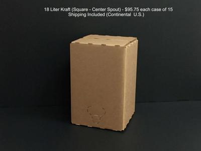 18 Liter Kraft 18 Liter Kraft (Square - Center Spout) $95.75 each case of 15 Shipping Included (Continental  U.S.)
